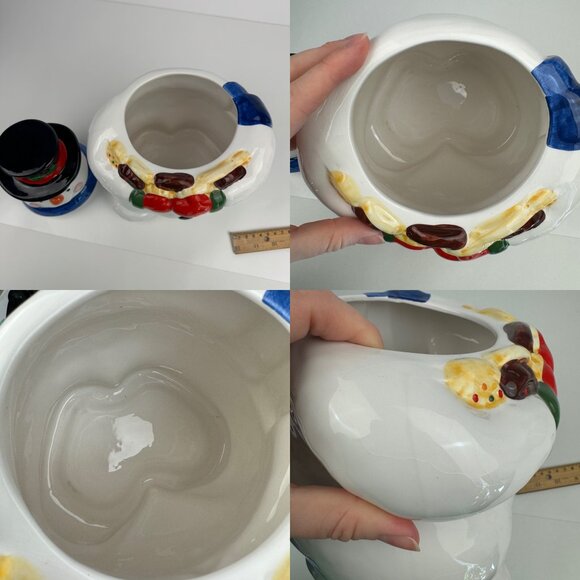 Vtg 90s Snowman Holding Cookies Cookie Jar w Lid Storage Orig Box Crazing READ - Picture 5 of 13